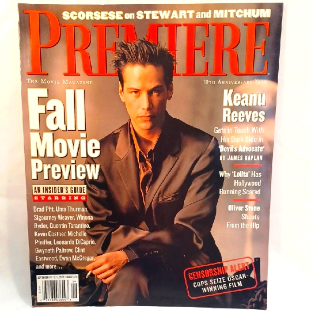 September 1997 Premiere Magazine Featuring Keanu Reeves. Excellent Condition.